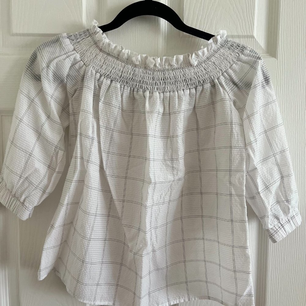 Off-Shoulder Checkered Top